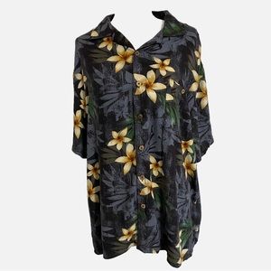 ISLAND SHORES Men's Hawaiian Tropical Shirt Button Down Short Sleeves Size XL